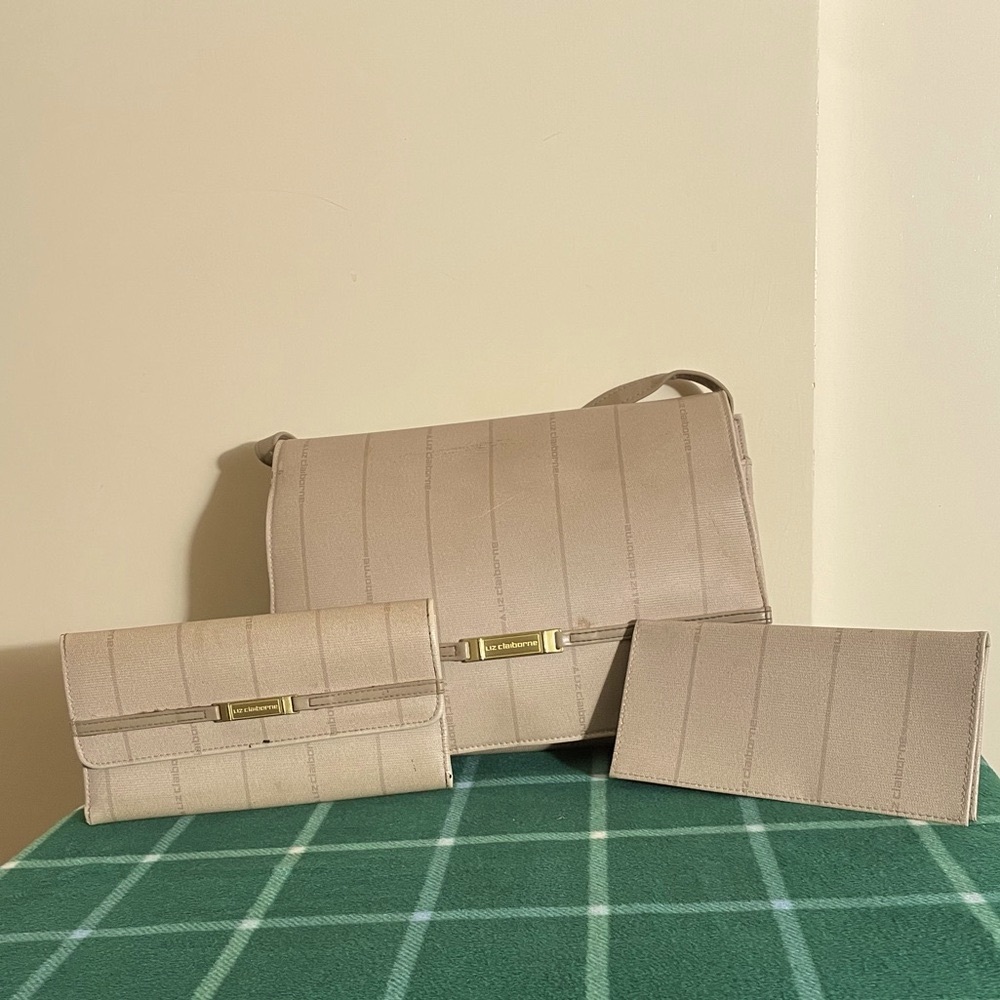 Liz Claiborne purse, wallet, and checkbook